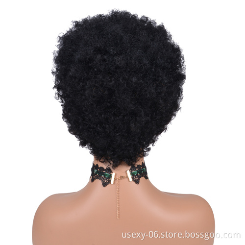 Dropshipping Wig vendors cheap short afro kinky curly pixie cut Raw Indian virgin human hair wigs for black women